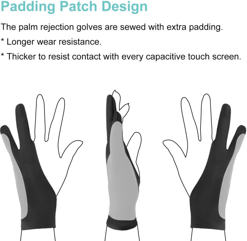 PALAY 2pcs Two Finger Glove for Wacom Tablet Artist Gloves Graphic